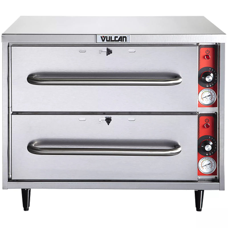 Vulcan VSL2 double slim-line low profile warming drawer, stainless steel with two drawers and red controls