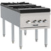 Vulcan VSP200 natural gas/propane double stock pot range in stainless steel with two burner grates on tall legs