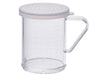 Winco 10 oz clear dredge with handle and clear snap-on lid with fine holes, second hole size option