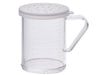 Winco 10 oz clear dredge with handle and clear snap-on lid with medium holes, third hole size option