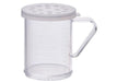Winco 10 oz clear dredge with handle and clear snap-on lid with large holes for coarse seasonings