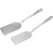 Winco 14" stainless steel serving turners in two styles, solid blade and slotted blade, shown side by side