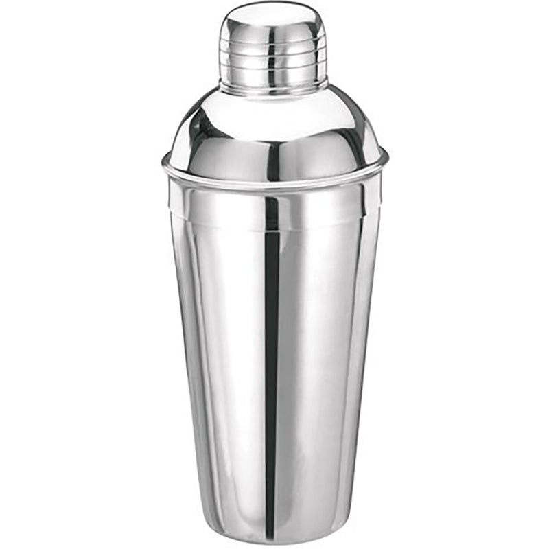 Winco 16 oz stainless steel deluxe bar shaker, three-piece cocktail shaker with cap and strainer lid