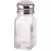 Winco 2 oz square clear glass salt and pepper shaker with perforated stainless steel cap