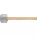 Winco 2-sided aluminum meat tenderizer mallet with textured striking faces and natural wooden handle