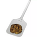 Winco 20 inch aluminum pizza and burger peel shown in use holding a grilled burger patty on the blade