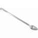 Winco 21 inch heavy-duty stainless steel solid basting spoon with hook end for hanging on a pot rim