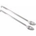 Winco 21 inch heavy-duty basting spoons with hook ends, solid and perforated stainless steel options