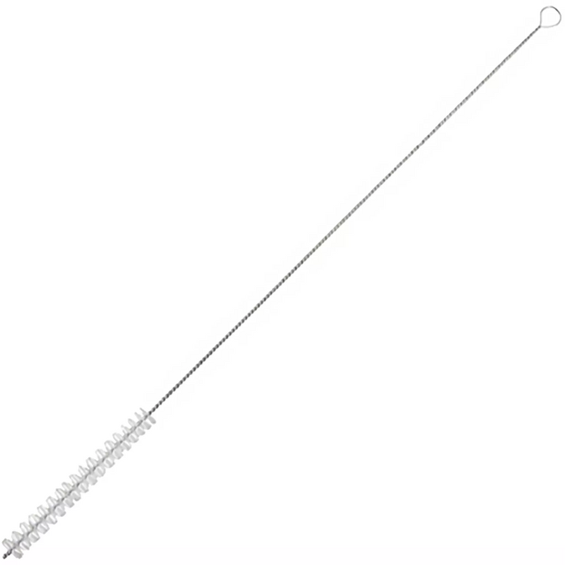 Winco 25-inch coffee urn brush with long twisted wire handle, white bristle tip and hanging loop