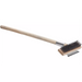 Winco 27 inch pizza oven scraper with wooden handle, steel wire brush head and flat scraper blade