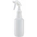 Winco 28 oz plastic spray bottle, translucent white bottle with white trigger sprayer head, front view