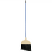 Winco 55-inch angled broom with handle, blue metal pole with black and natural tan angled bristle head