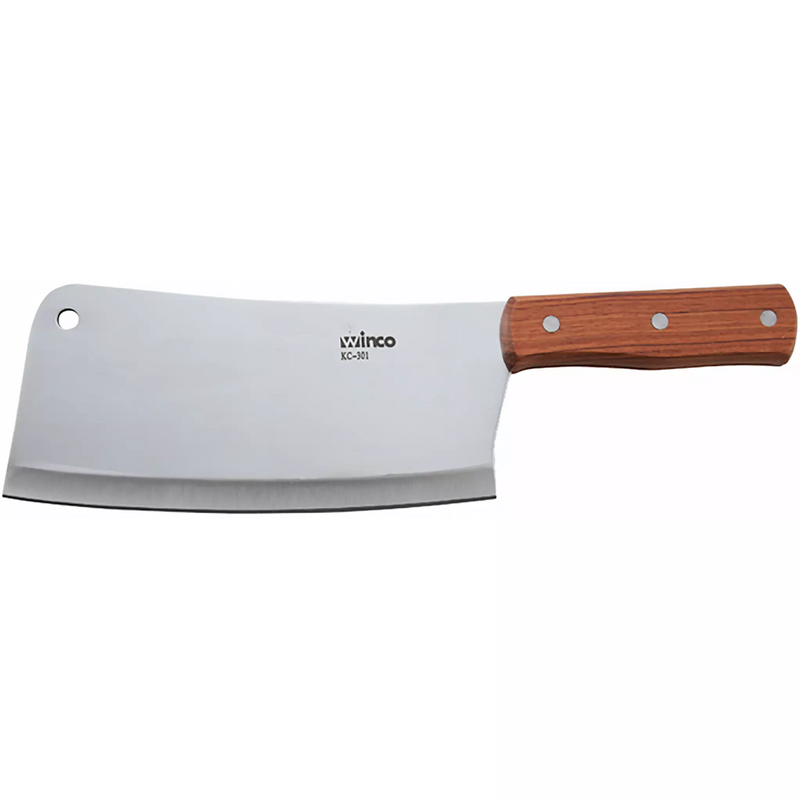 Winco 8" Heavy Duty Cleaver With Wooden Handle-Phoenix Food Equipment