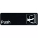 Winco 9" x 3" information sign in black with white Push text and push door icon for commercial doors