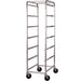Winco ABBC-6 aluminum 6 tier bus bin rack, empty tall mobile frame with six sets of slides on four casters
