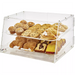Winco ADC-2 two tier acrylic display case, clear countertop bakery case shown with muffins and croissants, angled