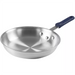 Winco AFP Series natural finish aluminum frying pan with riveted handle and blue silicone sleeve, mid size option