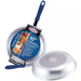 Winco AFPI Series induction natural finish aluminum fry pan in retail packaging, shown with a 10-inch pan label