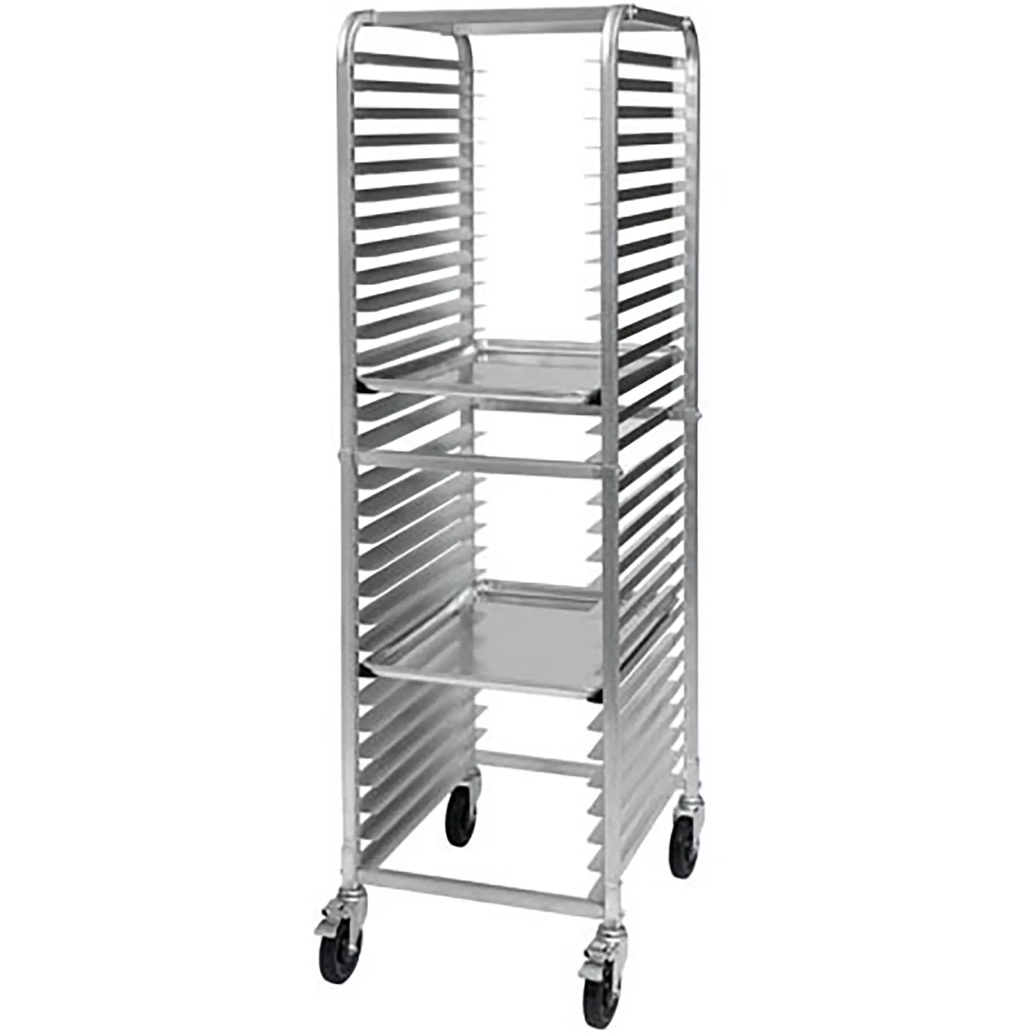 Winco ALRK-30BK Aluminum WELDED 30-Tier Sheet Pan Rack with Brake, 2″ Spacing-Phoenix Food Equipment