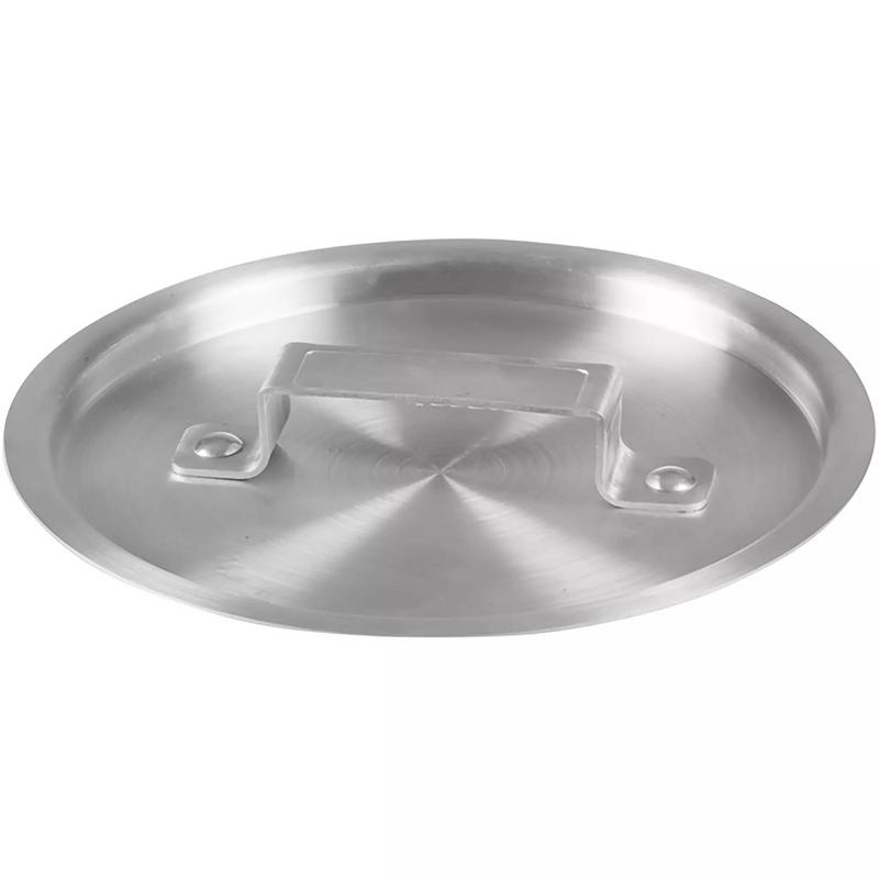 Winco ASP Series cover for aluminum sauce pans, flat round aluminum lid with riveted loop handle