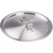 Winco AXS Series cover for Super Aluminum cookware, flat round aluminum lid with riveted handle, top view