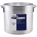 Winco AXS-Series Super Aluminum 4 mm stock pot with riveted side handles and product label, front view