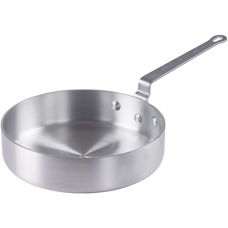 Winco AXST Series super aluminum saute pan, 4mm thick with straight sides and long aluminum handle, first size