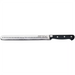Winco Acero 10-inch fish/roast slicer with Granton edge blade and black riveted handle, full length side view