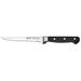Winco Acero 6 inch boning knife with narrow stainless steel blade and black triple-riveted handle