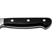 Winco Acero 8 inch chef's knife, close-up of the black triple-riveted handle and bolster
