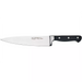 Winco Acero 8 inch chef's knife with forged stainless steel blade and black riveted handle