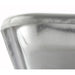 Winco aluminum 1/8 size sheet pan, close-up of the corner showing the rolled reinforced rim and pan side wall