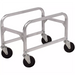 Winco aluminum bus bin and lug box cart, empty low-profile welded aluminum frame on four swivel casters