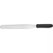 Winco straight stainless steel bakery spatula with rounded tip and black handle, longest blade size, side view