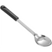 Winco solid stainless steel basting spoon with black polypropylene handle and hanging hole, medium size