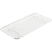 Winco chrome-plated pan grate rack for steam table pan, smaller size rectangular grid, side angle