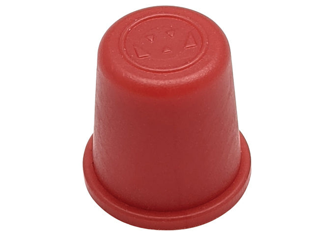 Winco cover cap for squeeze bottles, single red plastic tip cap shown up close, sold in a pack of 48