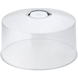 Winco clear plastic cover for CKS-13 cake stand, round dome with polished stainless steel knob on top