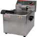 Winco EFS-16 electric counter top single well deep fryer, 120V stainless steel unit with basket and front handle