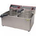 Winco EFT-32 electric counter top double well deep fryer, 120V stainless steel with two baskets and controls