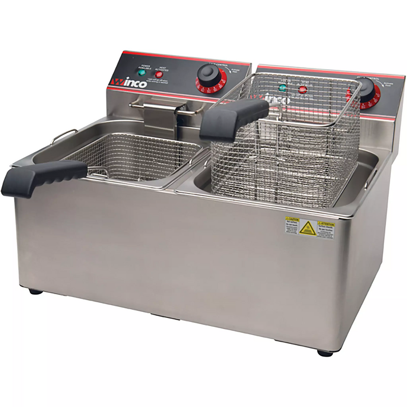 Winco EFT-32 Electric Counter Top Double Well Deep Fryer - 120V-Phoenix Food Equipment