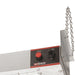 Winco ESH-36 electric 36-inch strip heater, end view of heat and power controls with chain for hanging installation