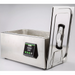 Winco ESVC-28D Spectrum thermal circulator with the stainless steel lid lifted, showing the open water bath tank