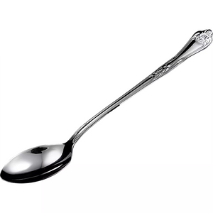 Winco Elegant stainless steel solid serving spoon, 13 inch length, with ornate embossed handle