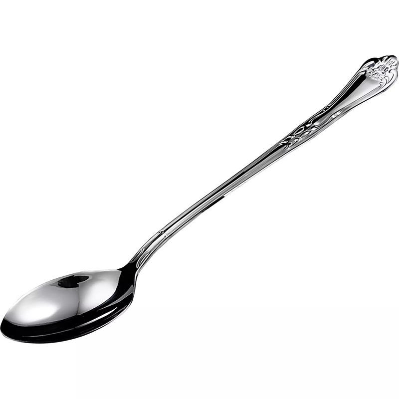 Winco Elegant stainless steel solid serving spoon, 13 inch length, with ornate embossed handle