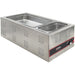 Winco FW-L600 4/3 electric food warmer shown with one half-size pan and one smaller food pan inserted