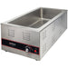 Winco FW-L600 4/3 electric food warmer, 1500W stainless steel countertop well with black dial control