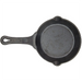 Winco FireIron cast iron skillet in a small size, top view of the black seasoned cooking surface and spouts