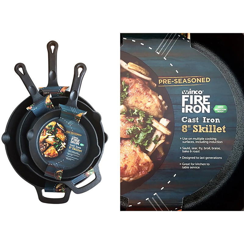 Winco FireIron™ Cast Iron Skillet - Various Sizes-Phoenix Food Equipment
