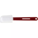 Winco flat blade heat resistant silicone spatula scraper with white blade and slotted red handle, smallest size